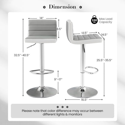 Lot de 2 tabourets de bar à hauteur réglable avec cuir PU