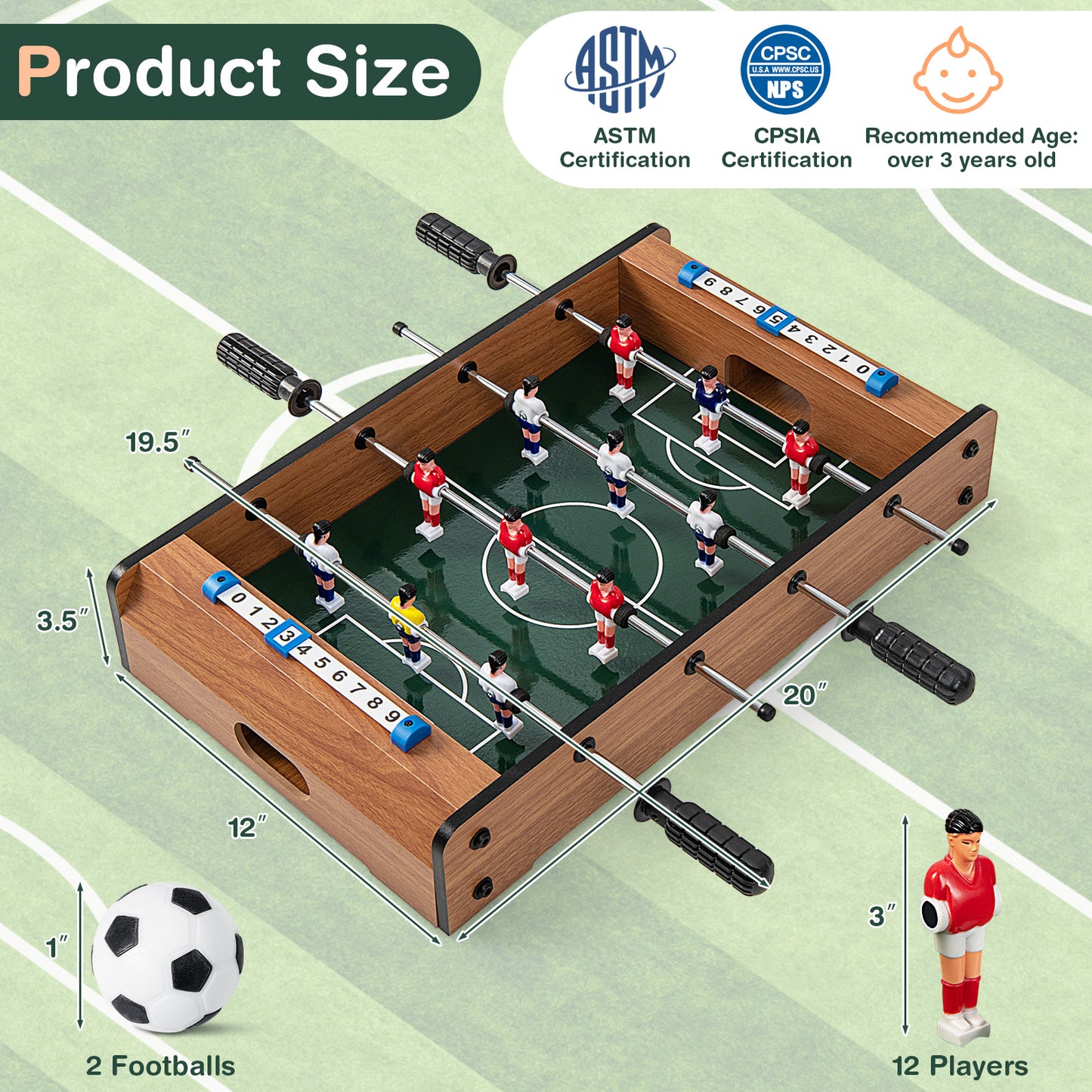 Table de baby-foot de 20 pouces Mini jeu de football sur table