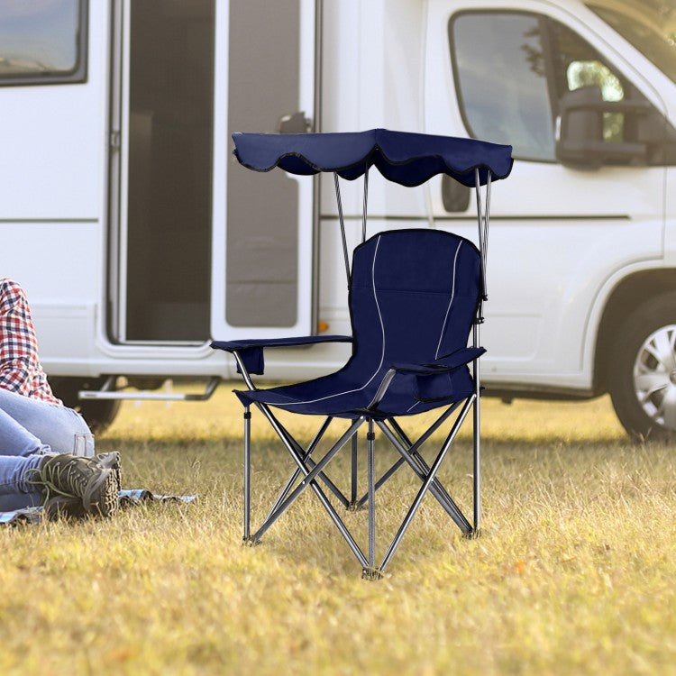 Portable Folding Beach Canopy Chair with Cup Holders