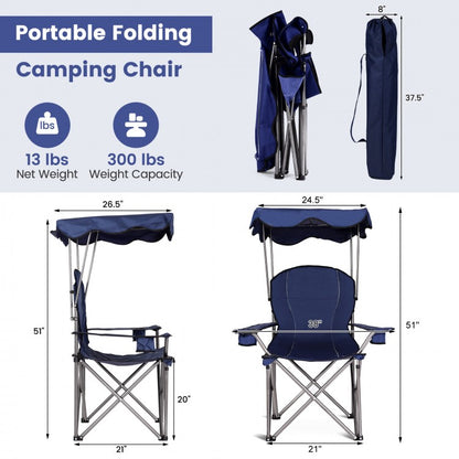 Portable Folding Beach Canopy Chair with Cup Holders