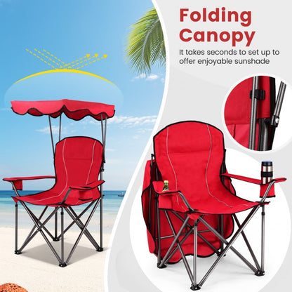 Portable Folding Beach Canopy Chair with Cup Holders