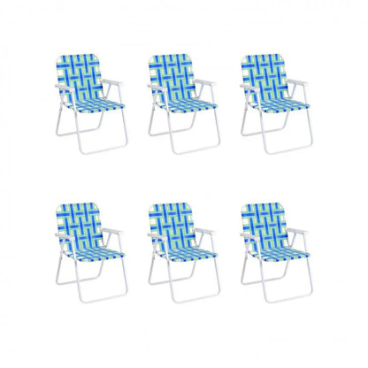 6 Pieces Folding Beach Chair Camping Lawn Webbing Chair