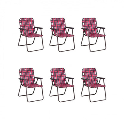 6 Pieces Folding Beach Chair Camping Lawn Webbing Chair