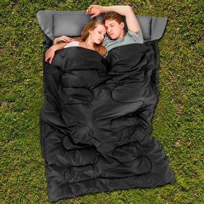 Sac de couchage imperméable pour 2 personnes avec 2 oreillers