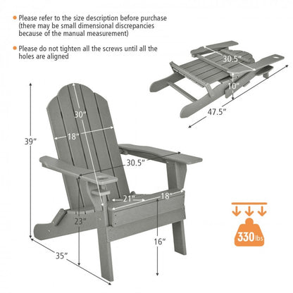 Chaise de patio pliable et résistante aux intempéries avec porte-gobelet intégré