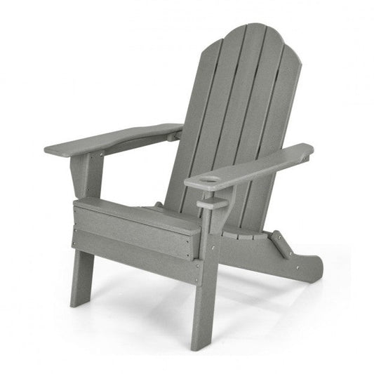 Foldable Weather Resistant Patio Chair with Built-in Cup Holder