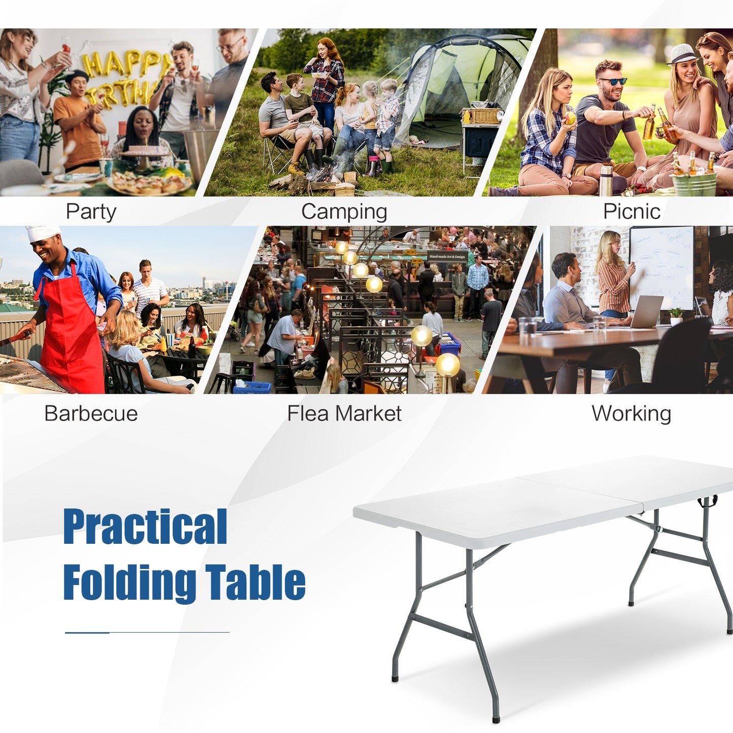 6' Folding Portable Plastic Outdoor Camp Table