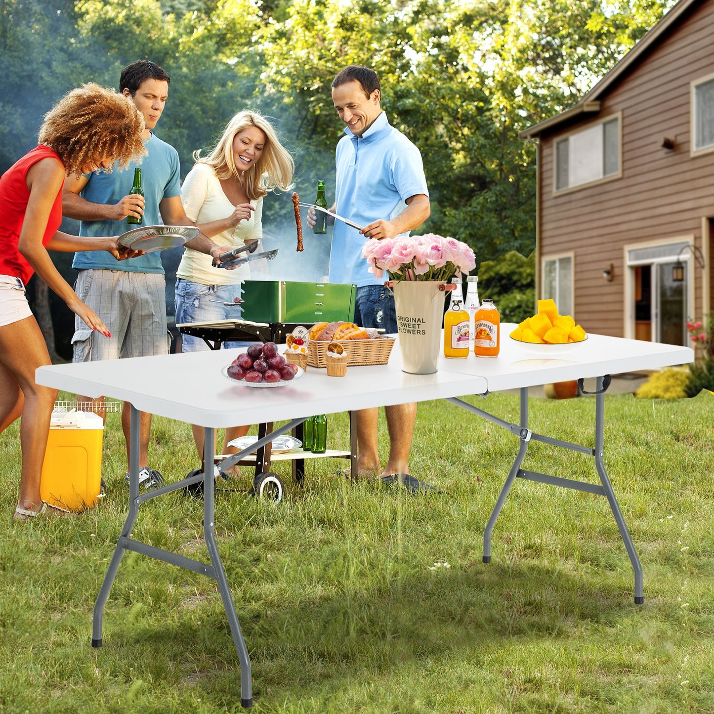 6' Folding Portable Plastic Outdoor Camp Table