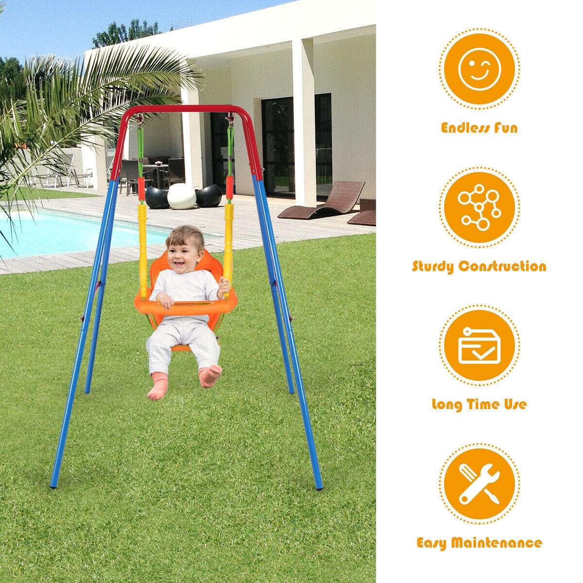 Toddler Swing Set High Back Seat with Swing Set