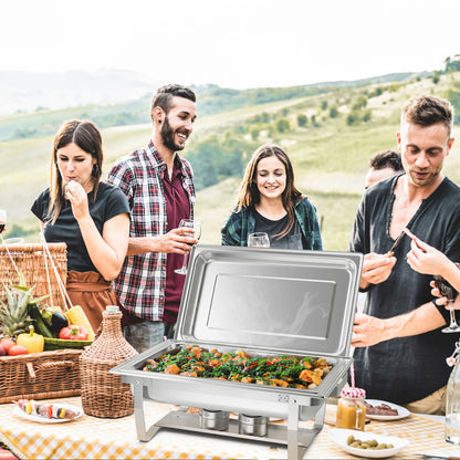 Lot de 2 réchauds rectangulaires en acier inoxydable de 9 litres pour buffet