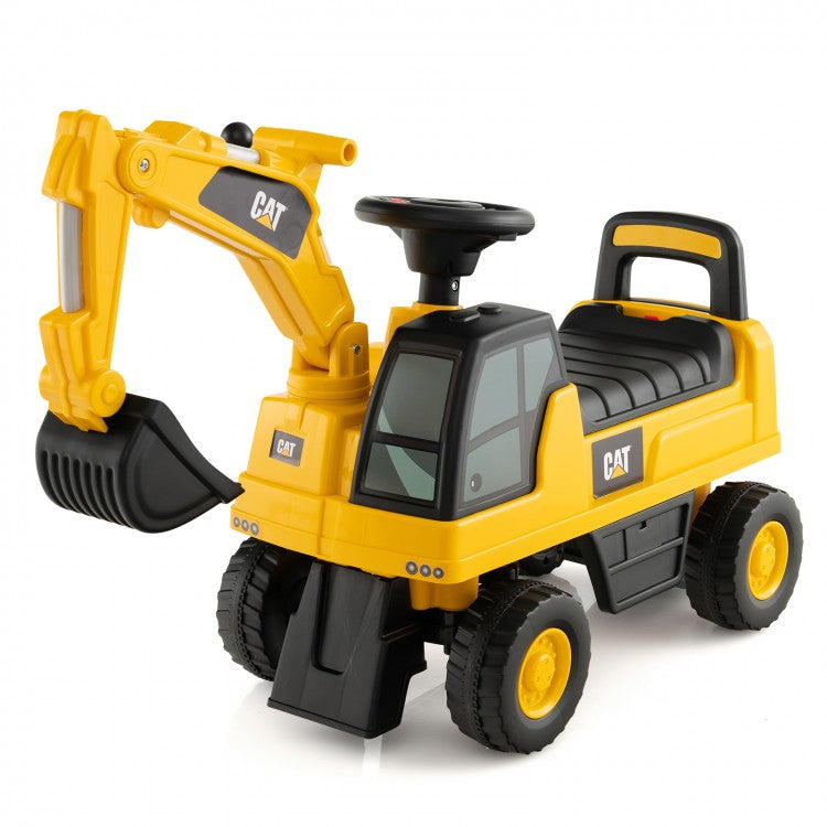 Ride on Push Car Bulldozer Digger Toy with Safety Helmet and Working Shovel