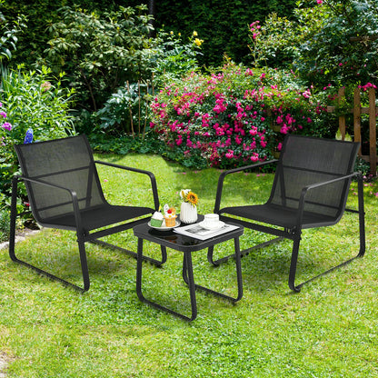 Ensemble de meubles de patio bistro 3 pièces avec table à plateau en verre et terrasse de jardin