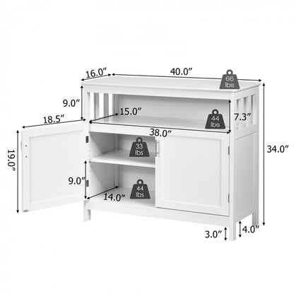 Kitchen Buffet Server Sideboard Storage Cabinet with 2 Doors and Shelf-White