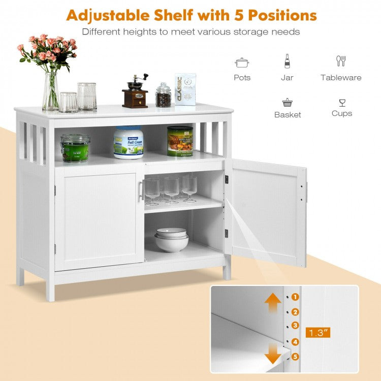 Kitchen Buffet Server Sideboard Storage Cabinet with 2 Doors and Shelf-White