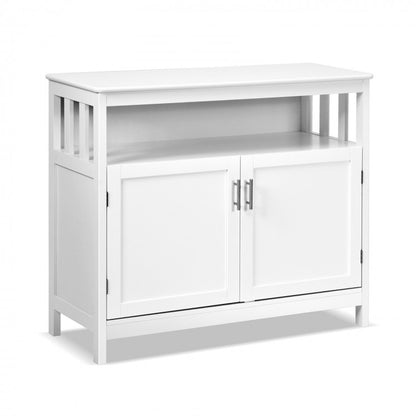 Kitchen Buffet Server Sideboard Storage Cabinet with 2 Doors and Shelf-White