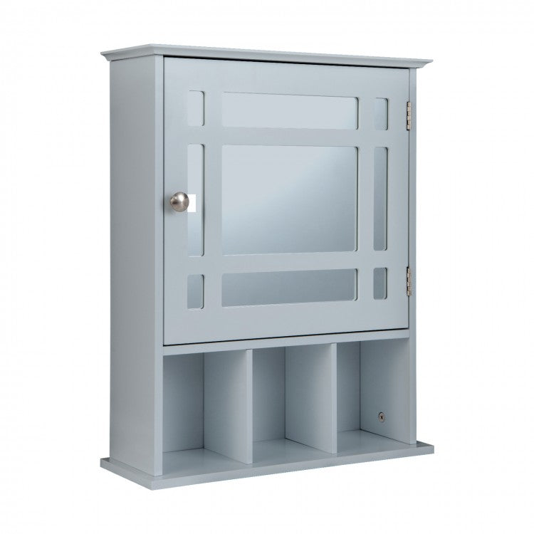 Armoire de salle de bain murale avec miroir - Gris