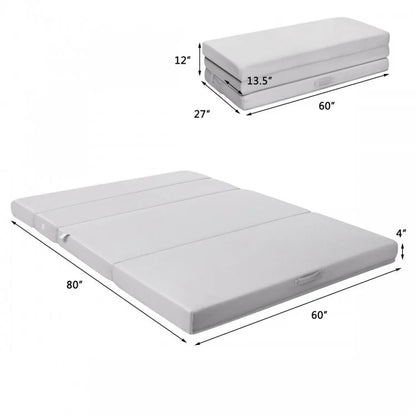 Matelas en mousse pour canapé-lit pliable de 4 pouces avec poignées