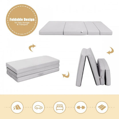 4 Inch Folding Sofa Bed Foam Mattress with Handles