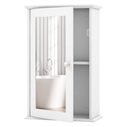 Bathroom Wall Cabinet with Single Mirror Door-White