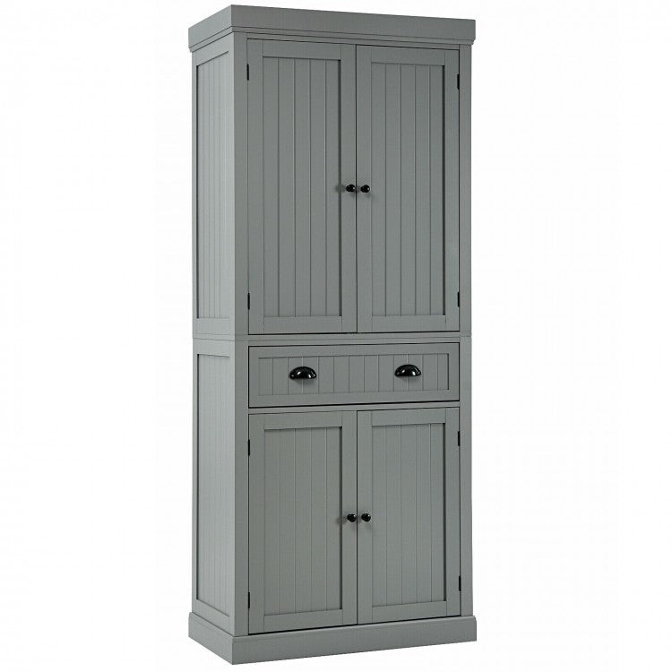 Kitchen Pantry Storage Cabinet with Doors Drawer and Adjustable Shelves