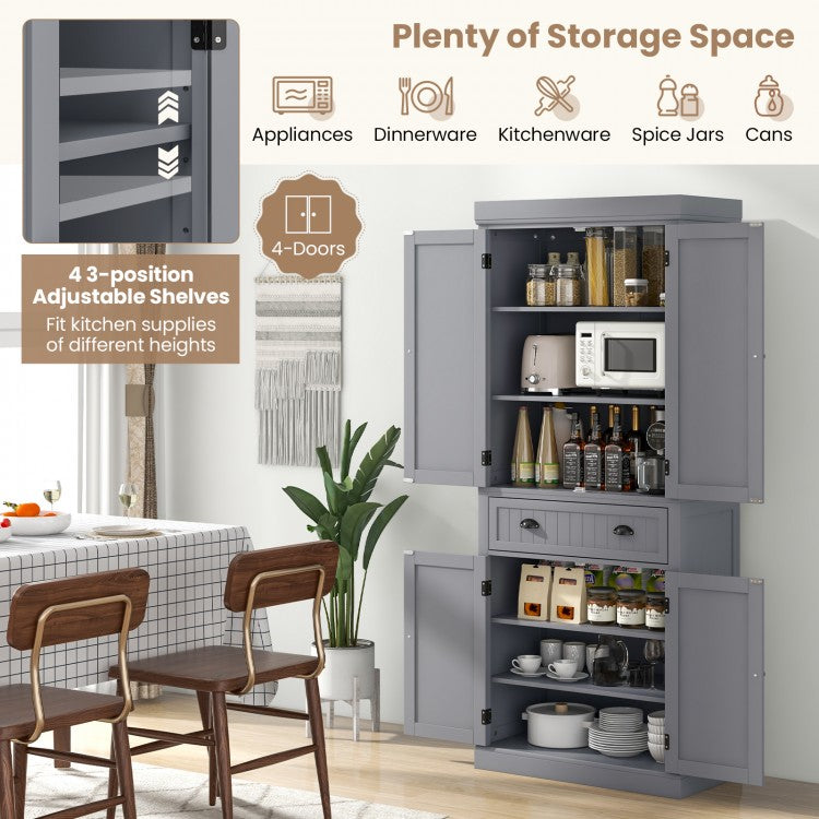 Kitchen Pantry Storage Cabinet with Doors Drawer and Adjustable Shelves