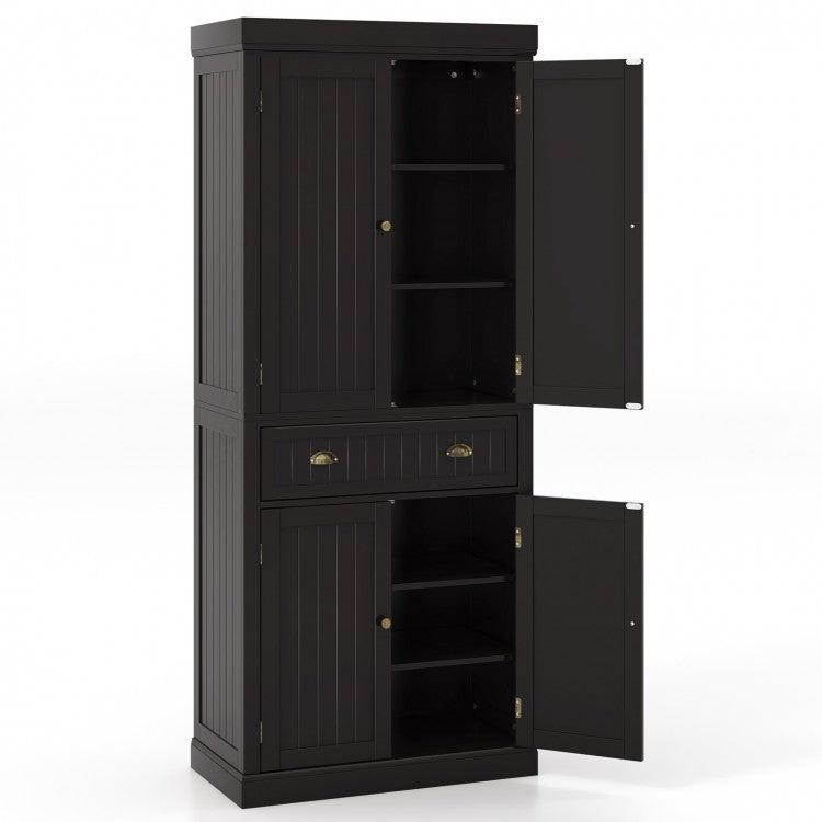 Kitchen Pantry Storage Cabinet with Doors Drawer and Adjustable Shelves