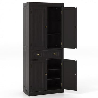 Kitchen Pantry Storage Cabinet with Doors Drawer and Adjustable Shelves