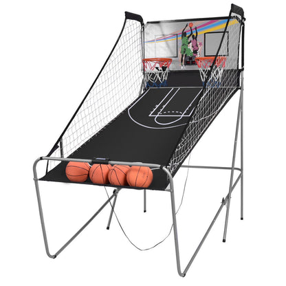 Jeu de basket-ball électronique double d'intérieur avec 4 balles - Gris