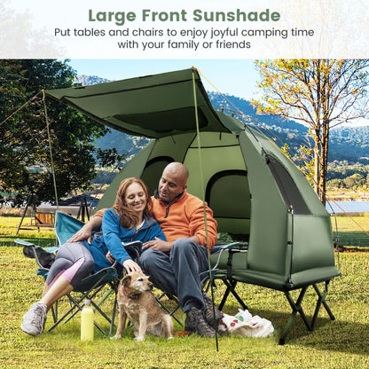 2-Person Foldable Outdoor Camping Tent Cot with Air Mattress and Sleeping Bag