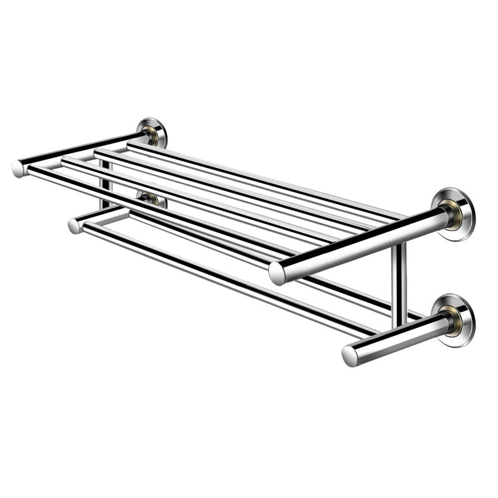 24 Inch Wall Mounted Stainless Steel Towel Storage Rack with 2 Storage Tier