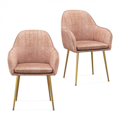 Accent Upholstered Arm Chair with Steel Gold Legs