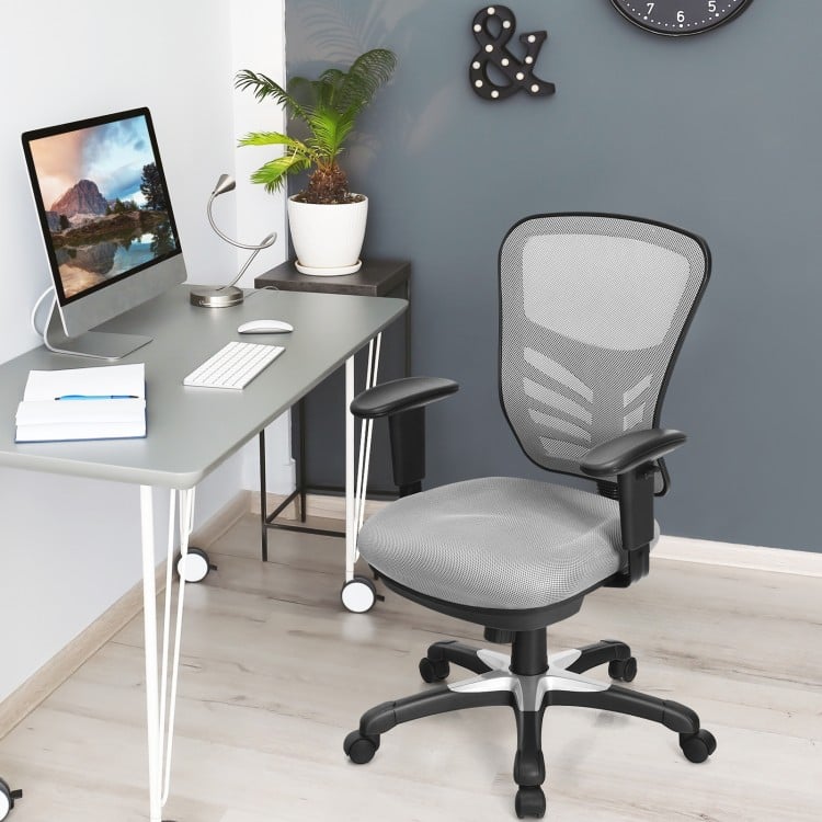 Chaise de bureau ergonomique en maille avec hauteur de dossier et accoudoirs réglables