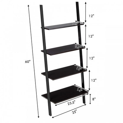 Industrial 4-Tier Ladder Shelf with Metal Frame for Living Room Office