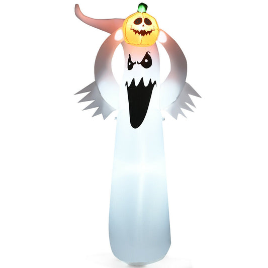 6 Feet Halloween Inflatable Blow Up Ghost with Pumpkin and LED Lights