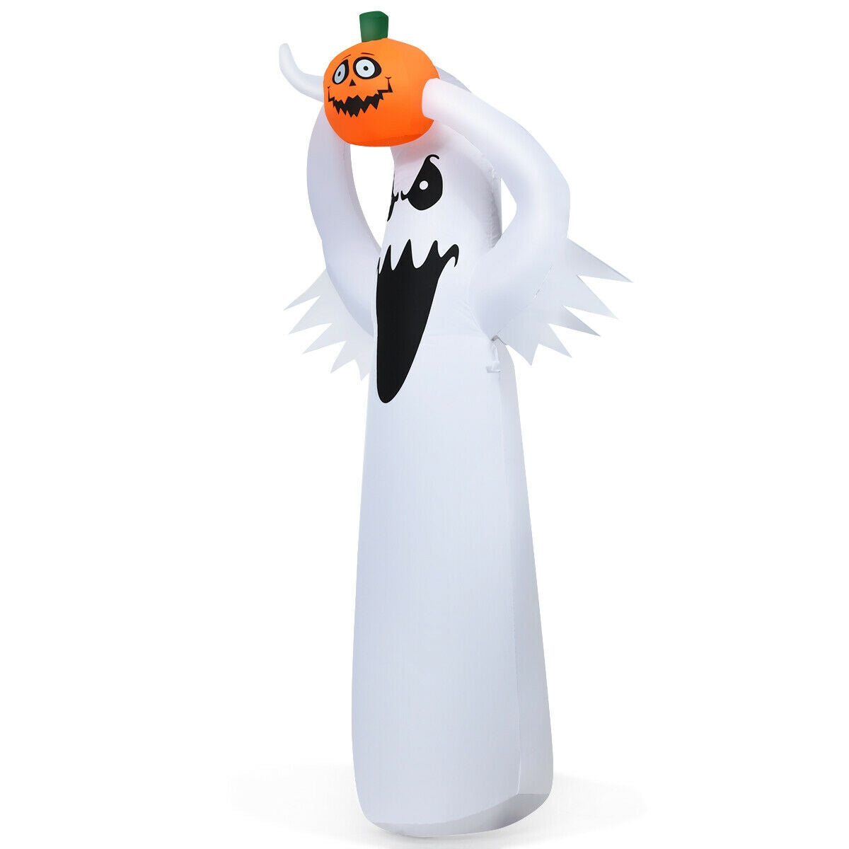 6 Feet Halloween Inflatable Blow Up Ghost with Pumpkin and LED Lights