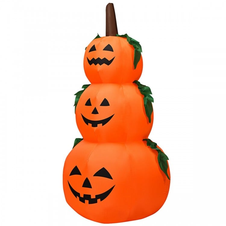 Pile de 3 citrouilles gonflables d'Halloween avec ampoules LED internes et ventilateur étanche