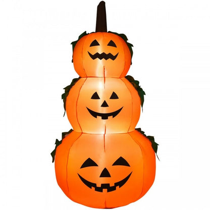 3-Pumpkin Stack Halloween Inflatable with Internal LED Bulbs and Waterproof Fan