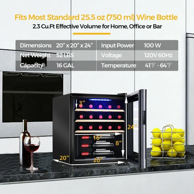 21 Bottle Compressor Wine Cooler Refrigerator with Digital Control