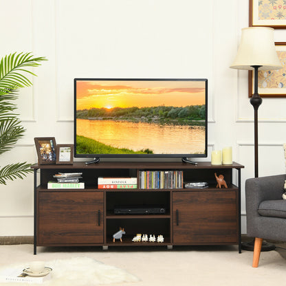 Meuble TV en bois de 58 pouces Console centrale de divertissement multimédia avec armoire de rangement