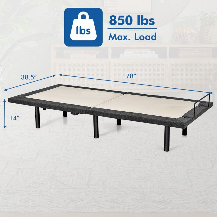 Twin Size Adjustable Bed Base Electric Bed Frame with Massage Modes