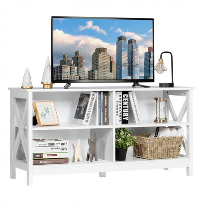 Wooden TV Stand Entertainment Media Center-White