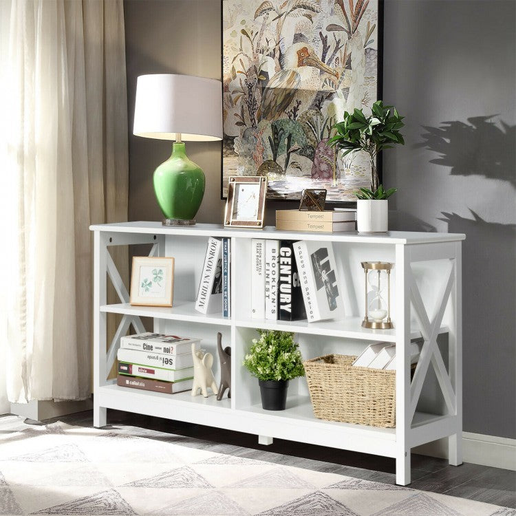 Wooden TV Stand Entertainment Media Center-White