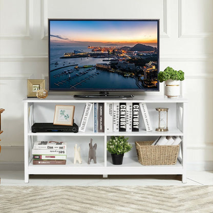 Wooden TV Stand Entertainment Media Center-White