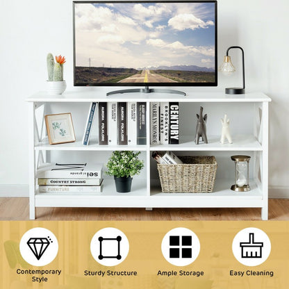 Wooden TV Stand Entertainment Media Center-White