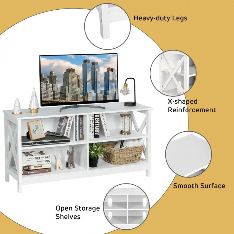 Wooden TV Stand Entertainment Media Center-White