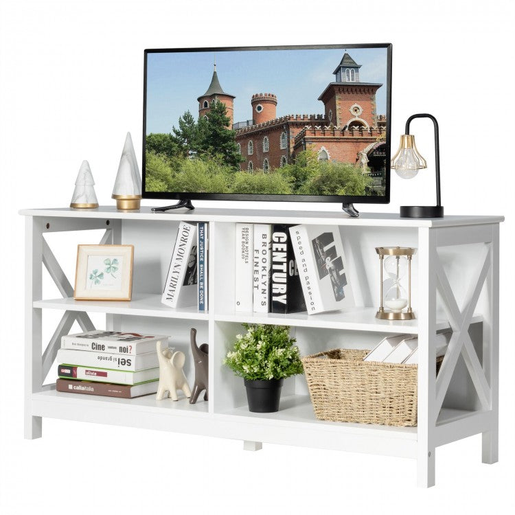 Wooden TV Stand Entertainment Media Center-White