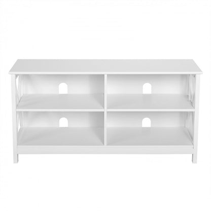 Wooden TV Stand Entertainment Media Center-White