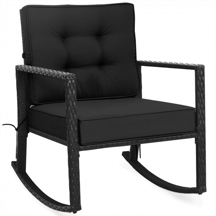 Patio Rattan Rocker Outdoor Glider Rocking Chair Cushion Lawn