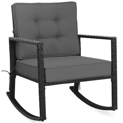 Patio Rattan Rocker Outdoor Glider Rocking Chair Cushion Lawn