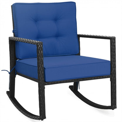 Patio Rattan Rocker Outdoor Glider Rocking Chair Cushion Lawn